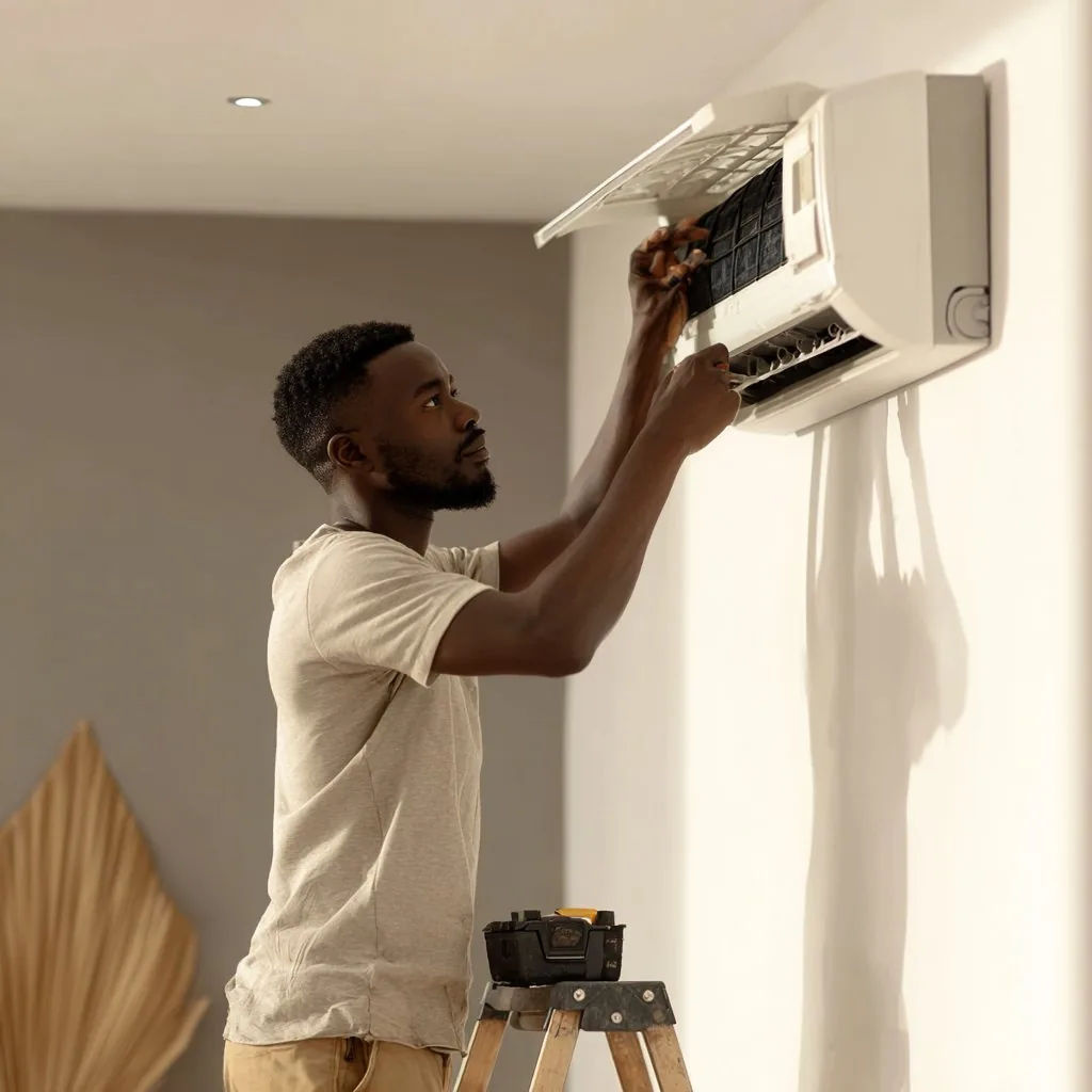 Technicien réparant un climatiseur à Yopougon