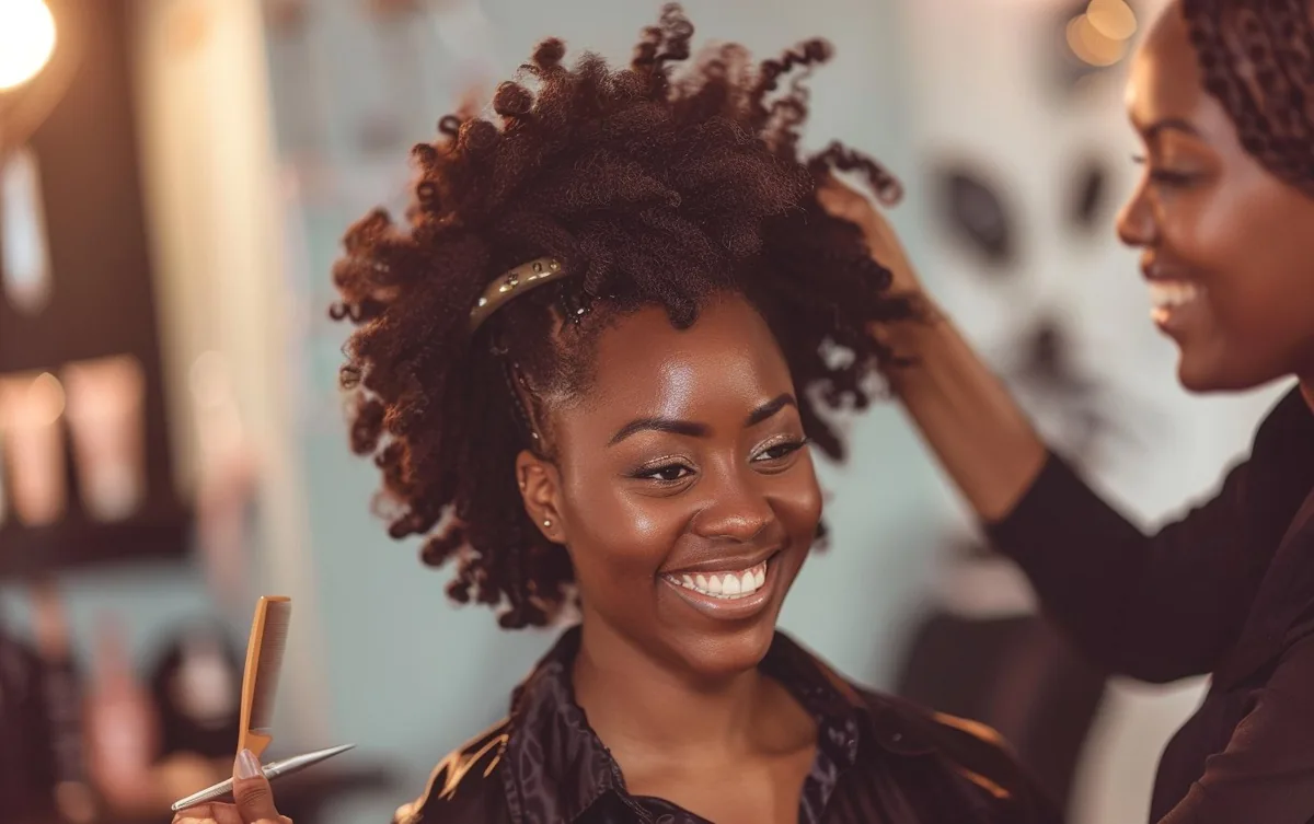 Coiffeuse réalisant des tresses à domicile à Abidjan